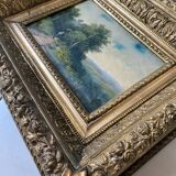 Hsp 19th century barbizon paintings "animated landscape" + frame