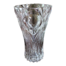 Transparent chiseled glass vase