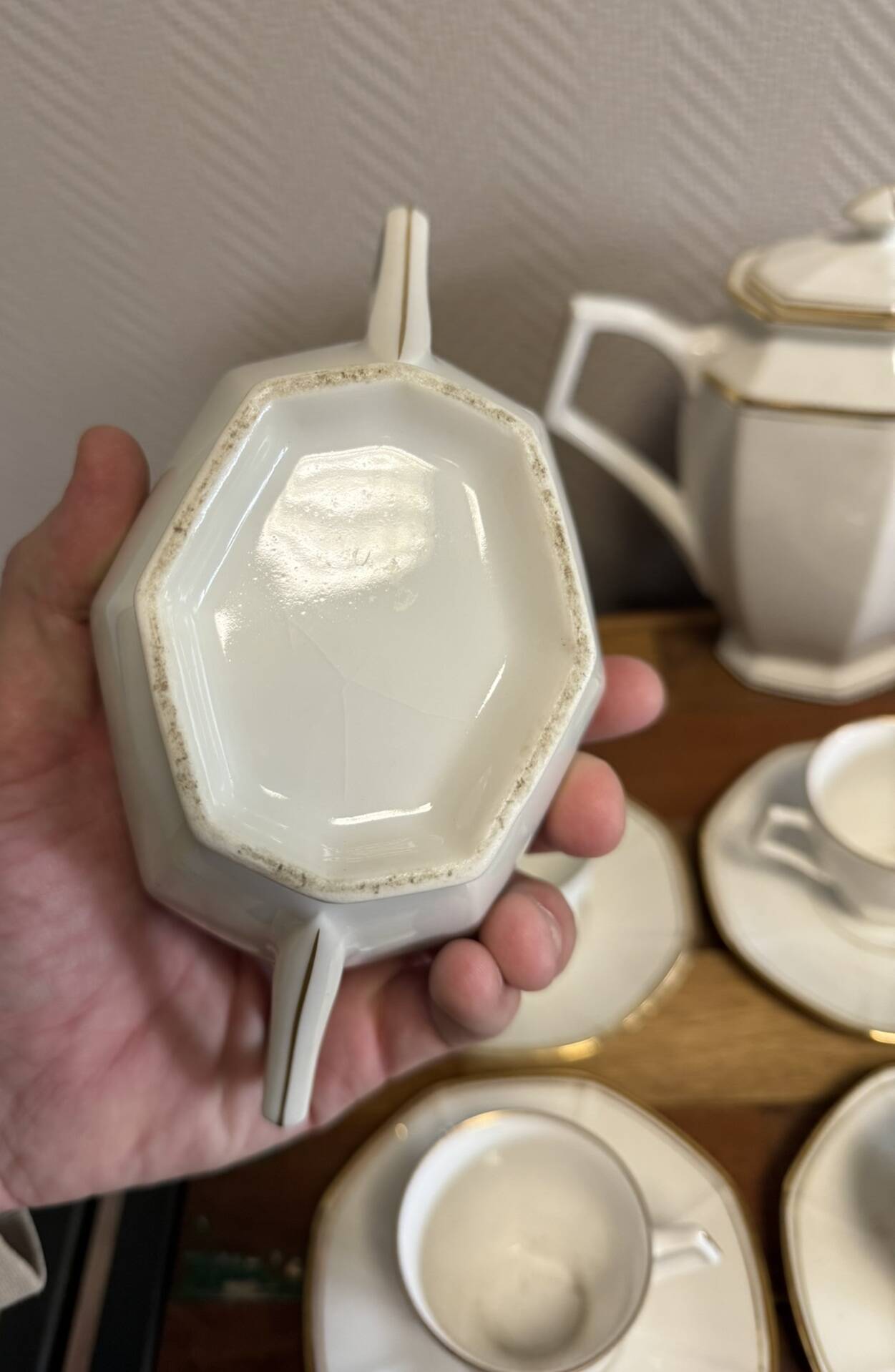 Lourioux-Foecy: 15-piece Art Deco style porcelain coffee service