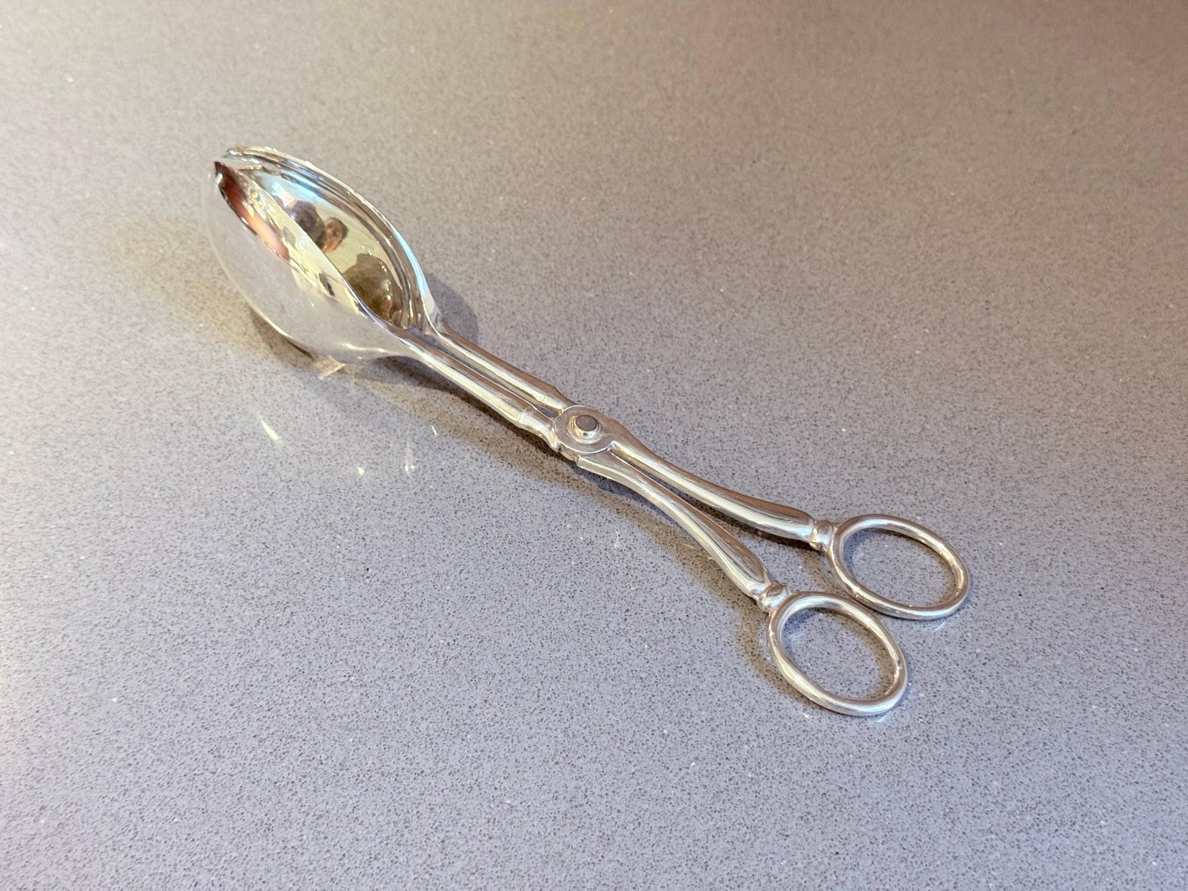 Vintage English Sterling Silver Salad Serving Tongs by EANSA – Elegant Mid-Century Tableware