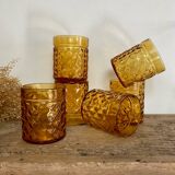6 Pernod amber glasses