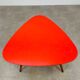 Steiner tripod side table by Baumann, wood, red top, 60s