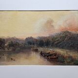 Impressionist watercolour 19th century - Romantic marine - English school + 4 new CDs