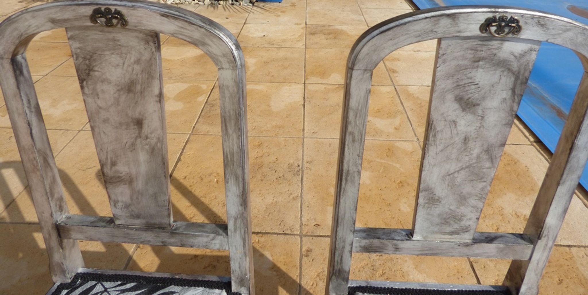 Set of 2 chic chairs with top fabrics patterned wooden leaf quality