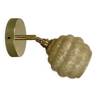 Vintage tulip wall lamp in yellow Clichy glass