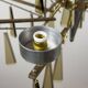 Large mid-century Italian sculptural chandelier in brass and glass, Italy, 1950s