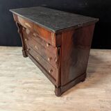 Mahogany chest of drawers with swan decoration