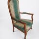 Vintage Voltaire Armchair Green and Beige with Floral Patterns