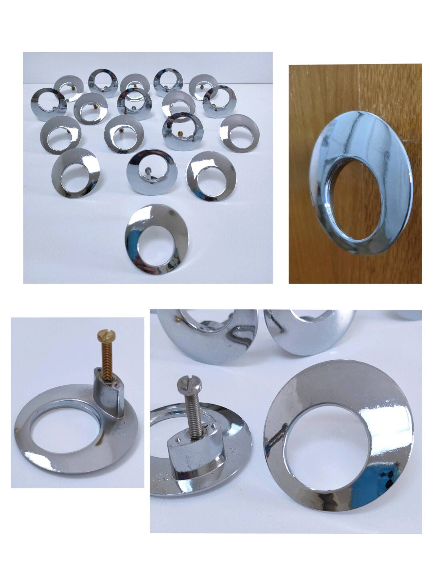 Lot de 18 boutons de meuble métal chromé design années 70