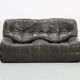 Living room sets vintage dark olive leather kashima by Michel Ducaroy for Ligne Roset