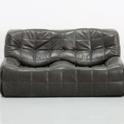 Living room sets vintage dark olive leather kashima by Michel Ducaroy for Ligne Roset