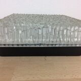 Holophane square wall lamp in chiseled glass, 60s