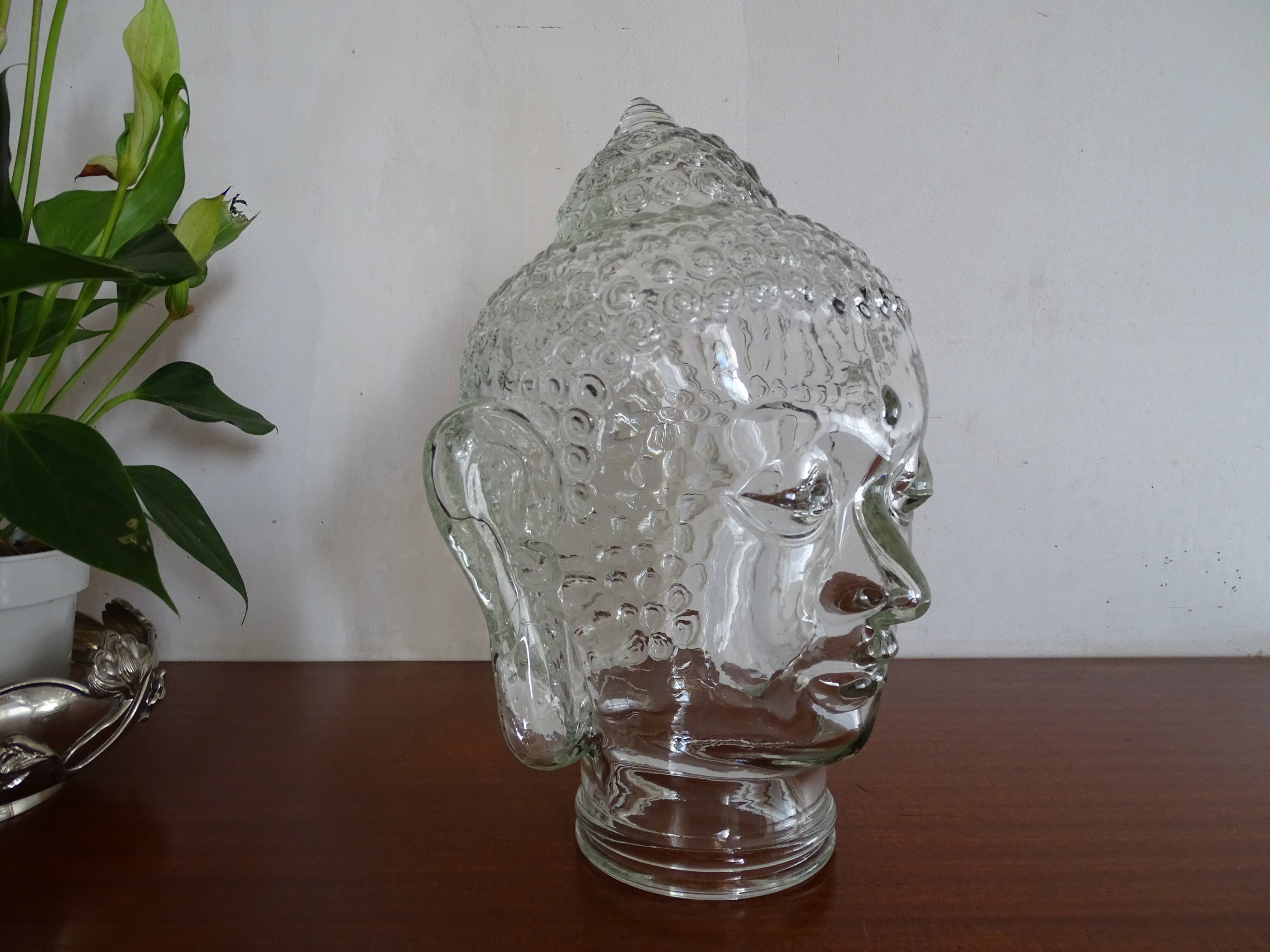 Old molded glass head - vintage blown glass - Object of curiosity