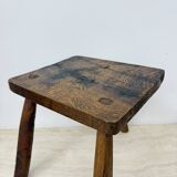 Brutalist solid wood side table , 1970s