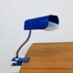 Lampe pince orientable bleue, flexible chrome, années 800, vintage