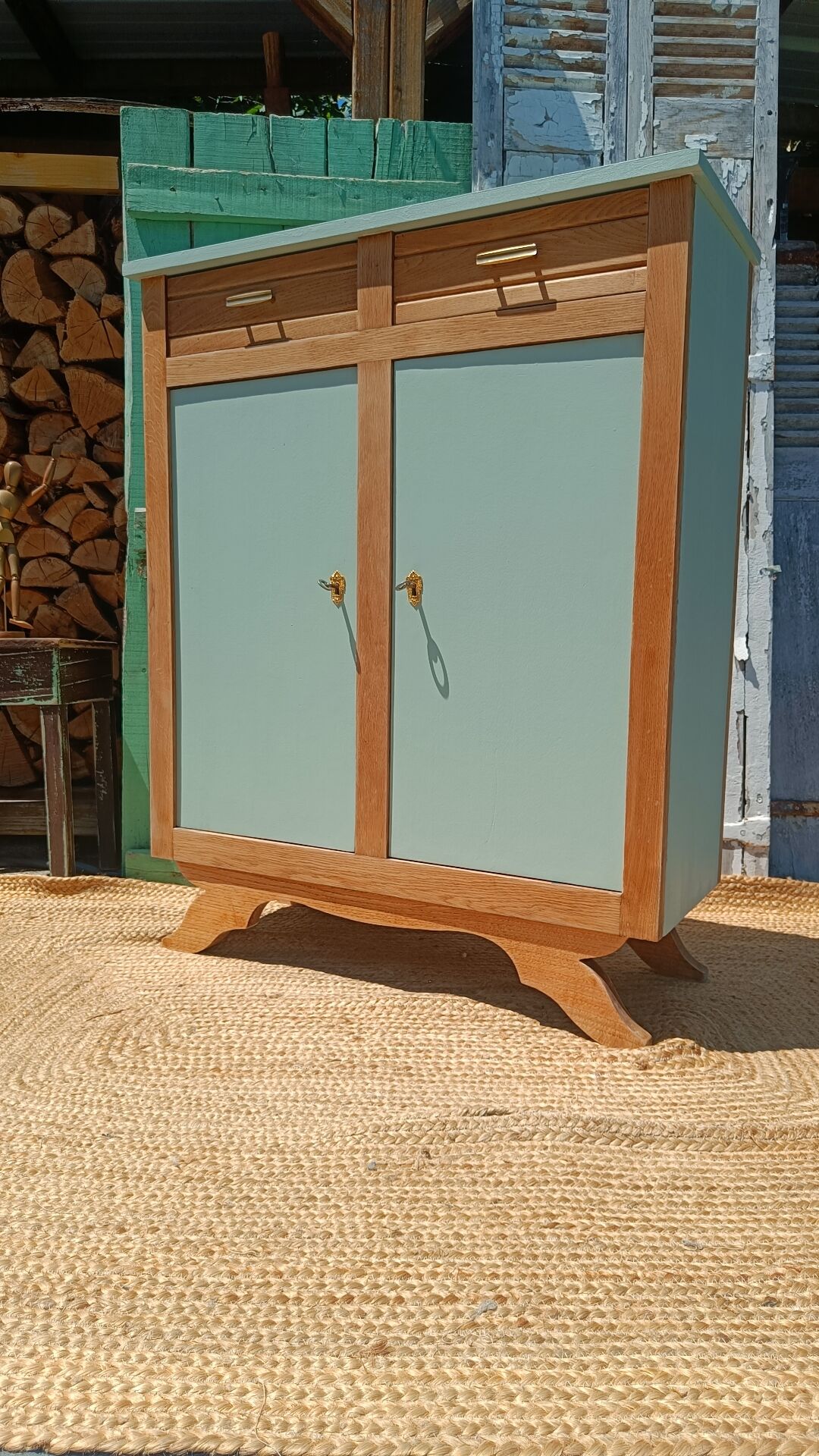 Revalued wood and green buffet