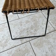 Vintage rattan and steel stool by Raoul Guys for Airborne, 1950s