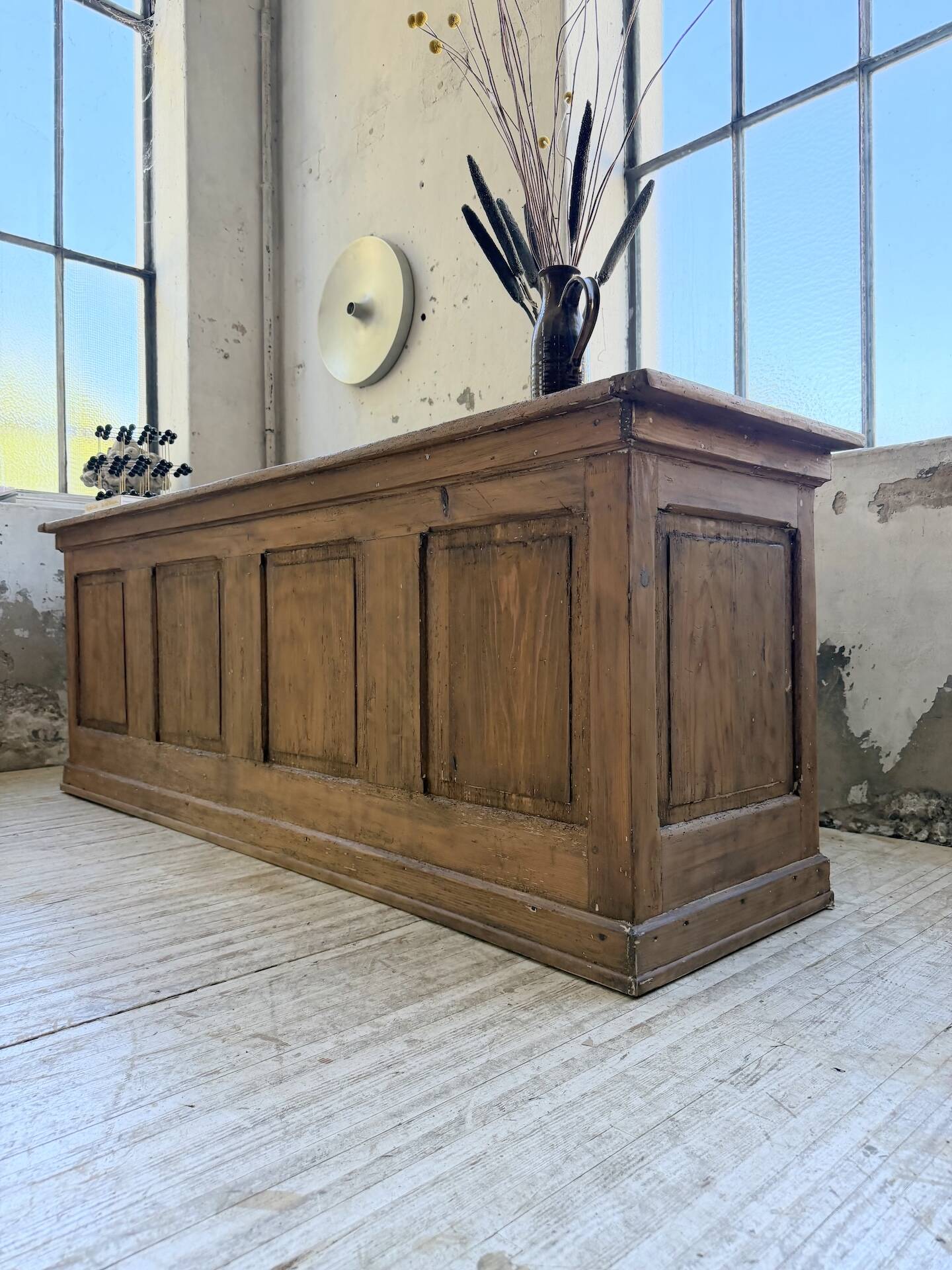 Comptoir de commerce 1950 bois pin 211cm