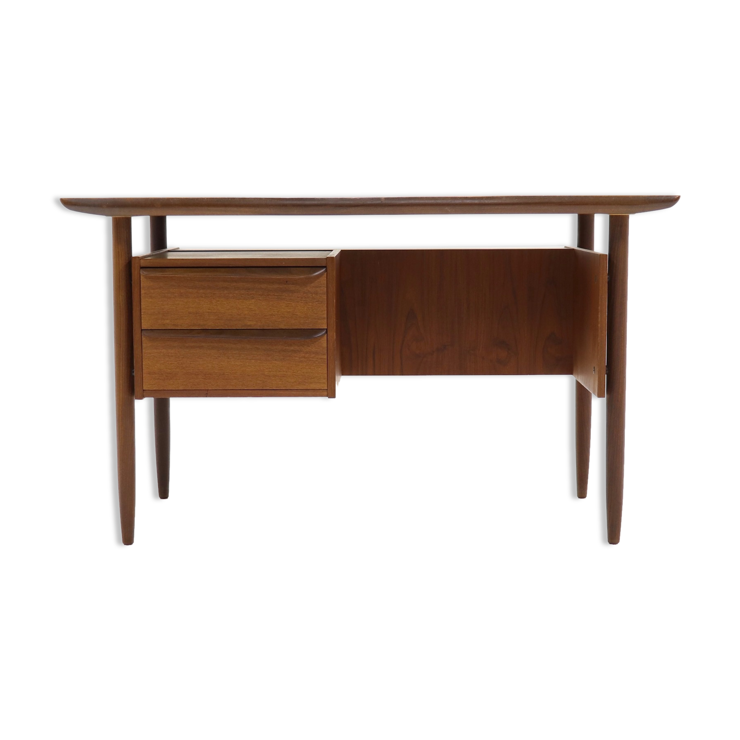 Mid century teak 'Cow Horn' Writing Desk by Tijsseling for Hulmefa 1960s