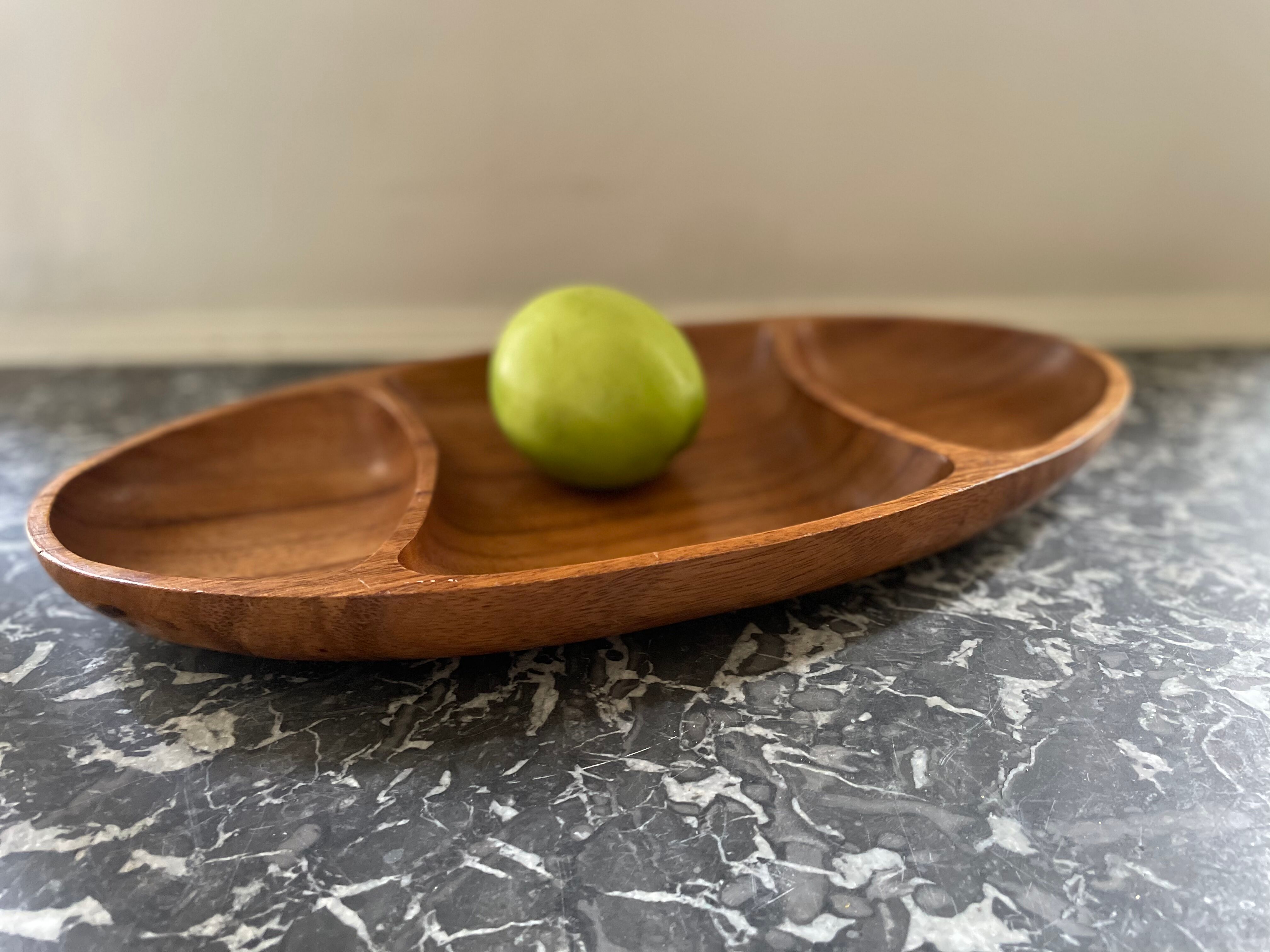 Compartmentalized wooden serving dish