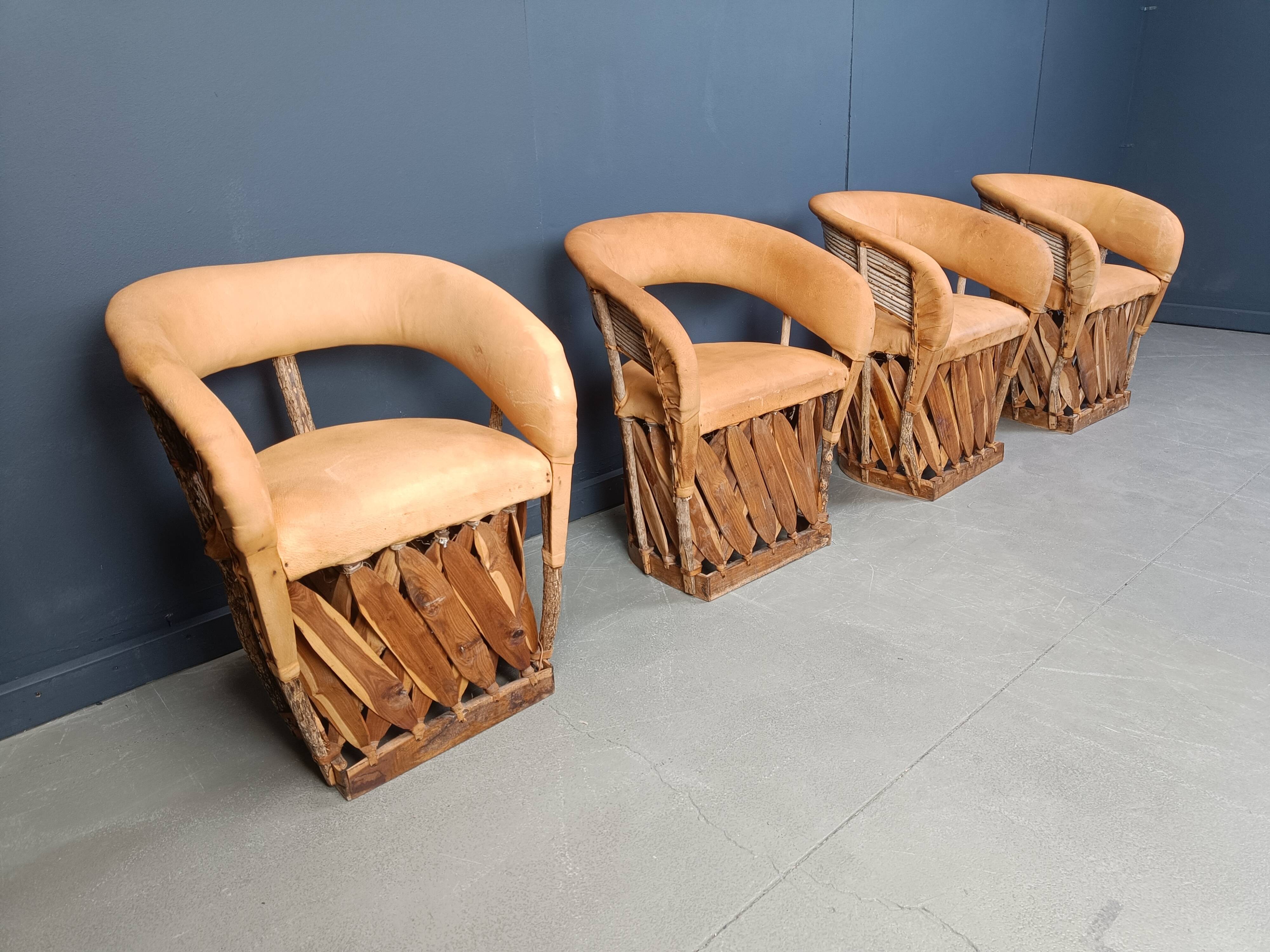 Vintage art populaire mexican dining chairs set of 6, 1970s