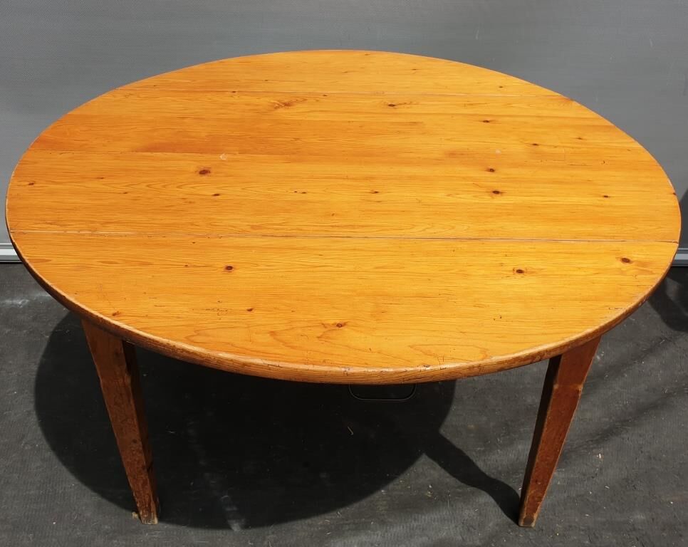 Table pitchpin miel à 2 volets guéridon bistrot vintage
