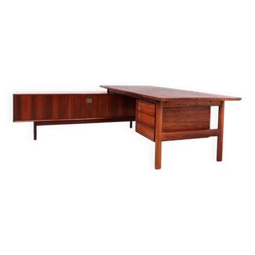 Vintage executive desk with sideboard, Arne Vodder for Sibast, 1960s