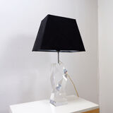 Lampe de table sculpturale en lucite solide transparente - Vers 1980