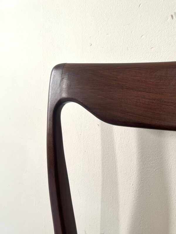 Chaise scandinave en teck & velours par Niels Otto Moller, Danemark 1950