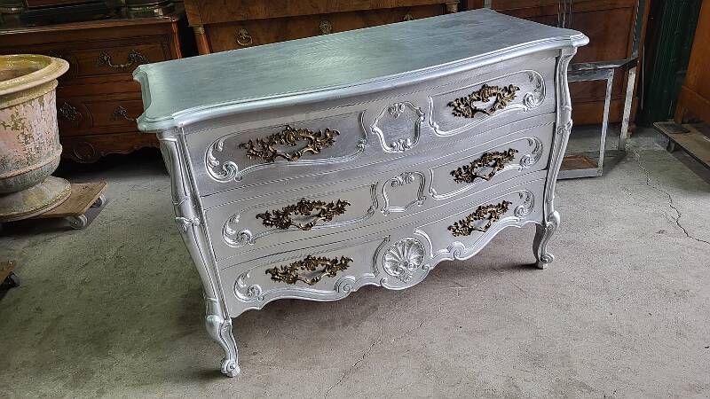 Commode style louis XV argente 3 tiroirs