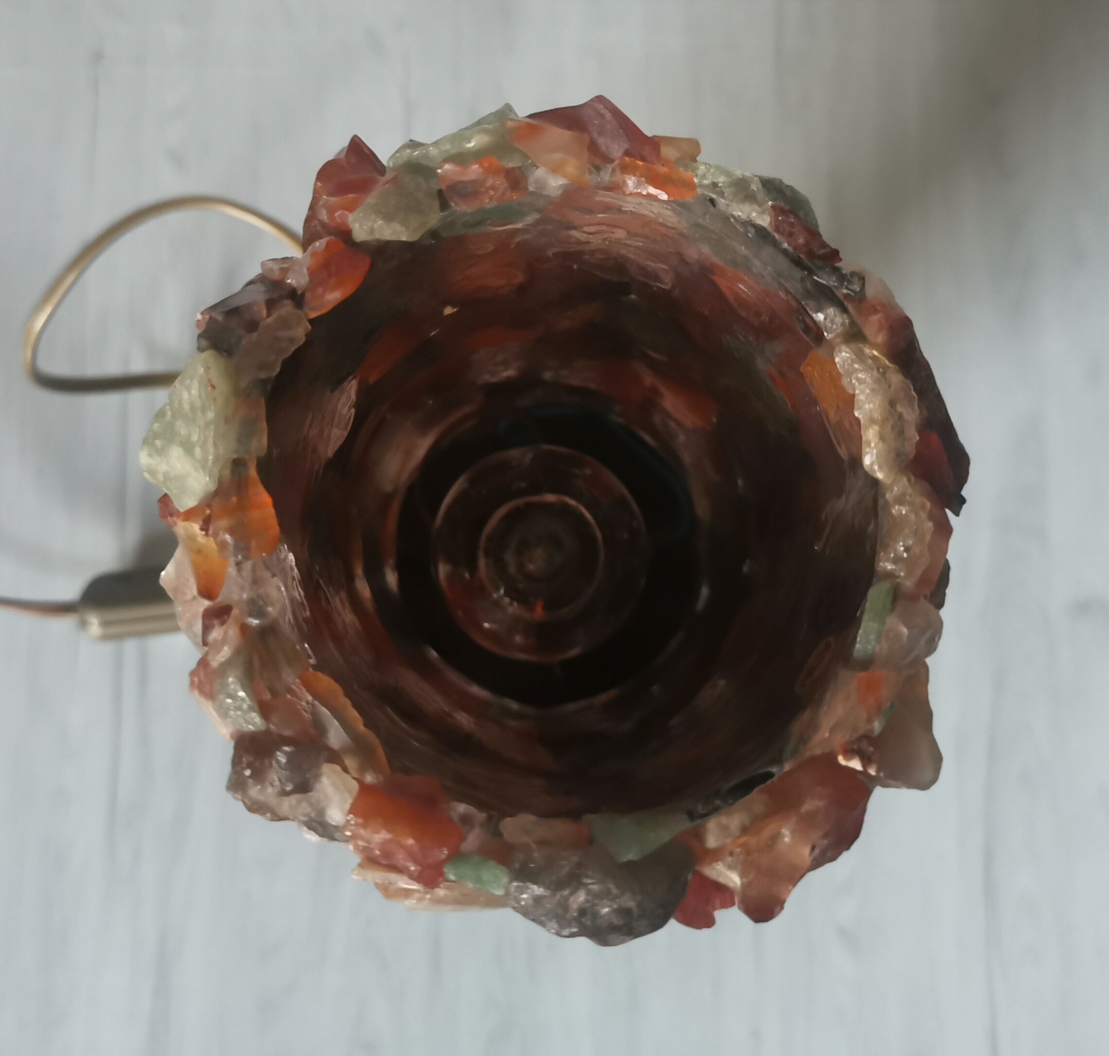 Table lamp gilded wood and stones