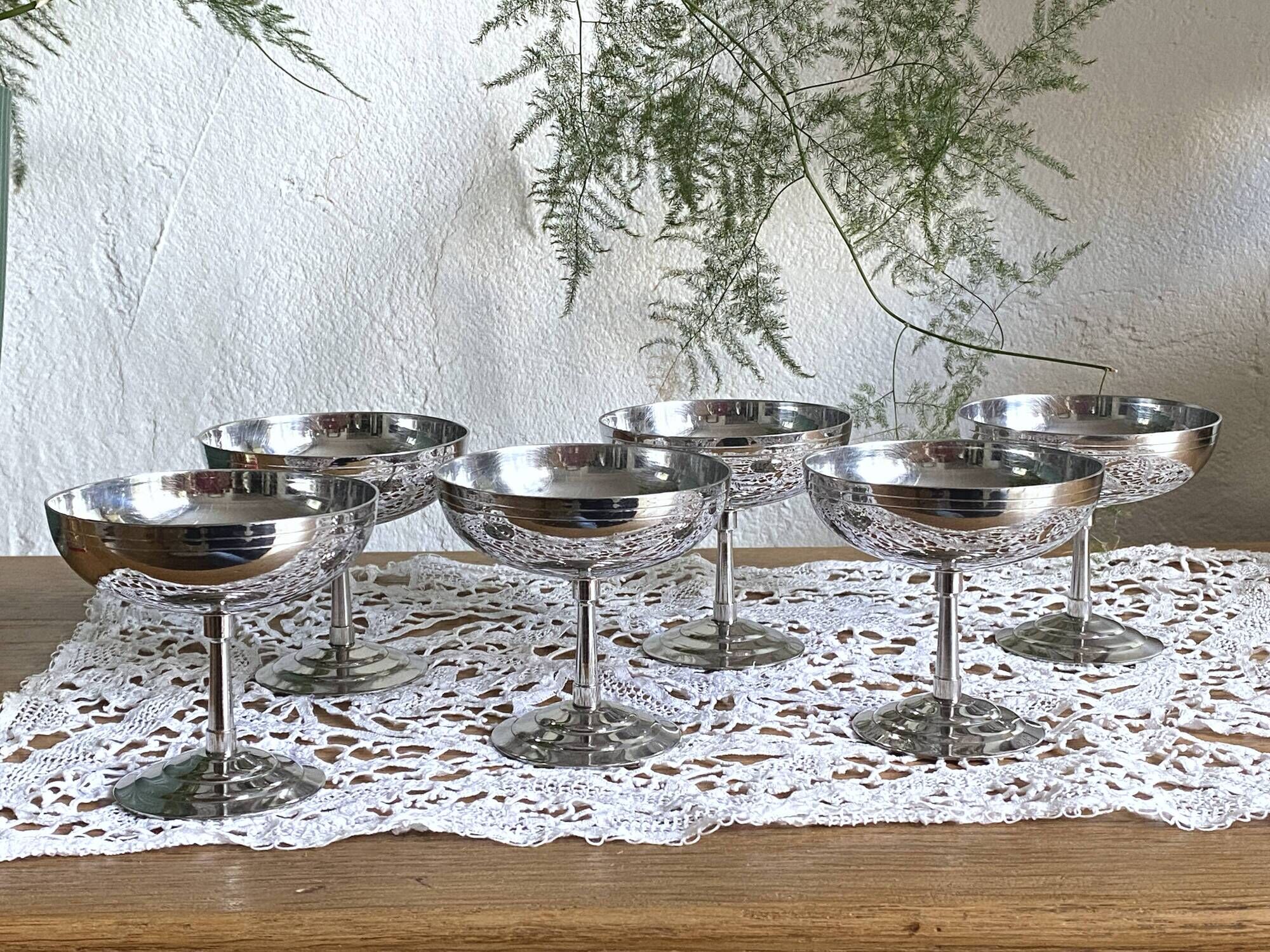 Set of 6 Vintage Letang and Rémy Ice Cream Bowls - 1970