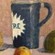 Still life with fruits, flowers and pheasant signed 20th century