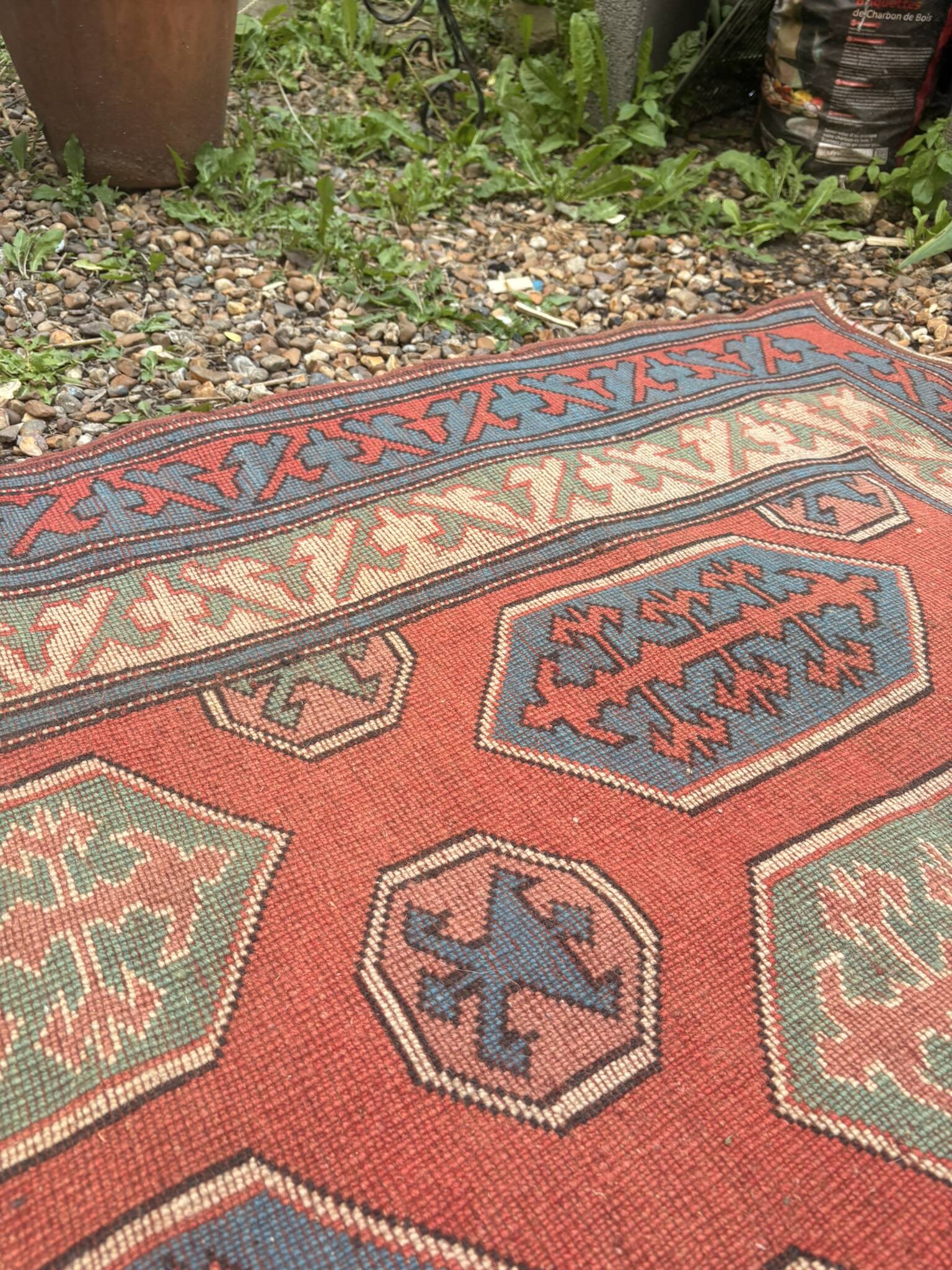 Antique Shirvan carpet Caucasus 125x190 handmade wool geometric tribal boho