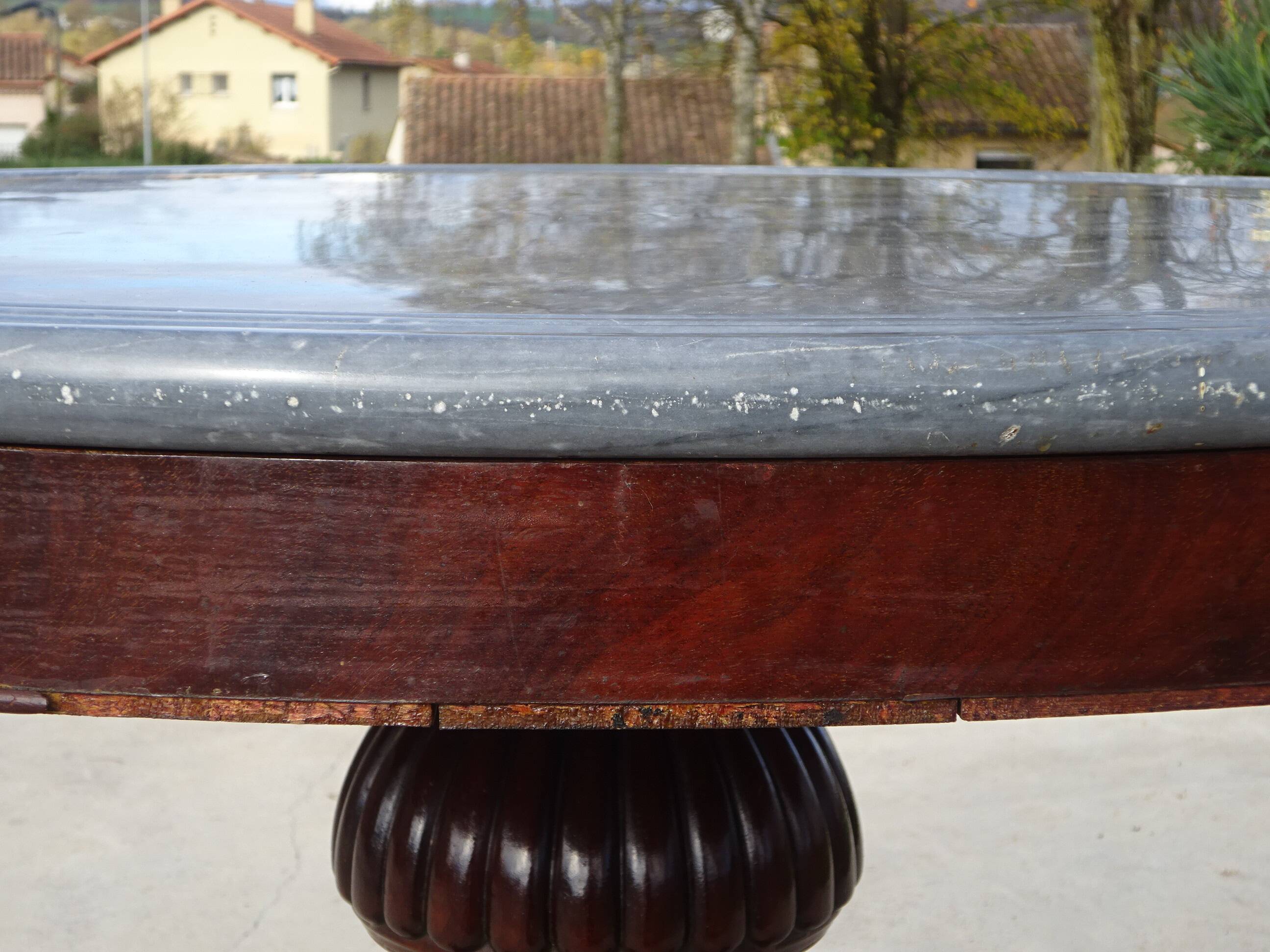 Empire guéridon, rotating marble top