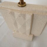 Cream cracked ceramic lamp base in Scandinavian style.