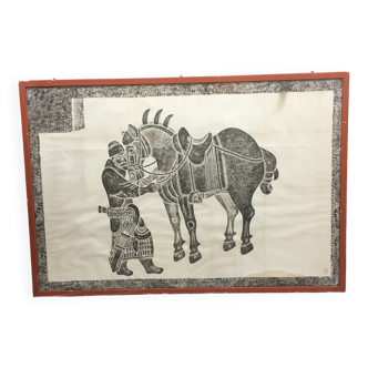 Early C20th Large Scale Tang Horse Brass Rubbing.