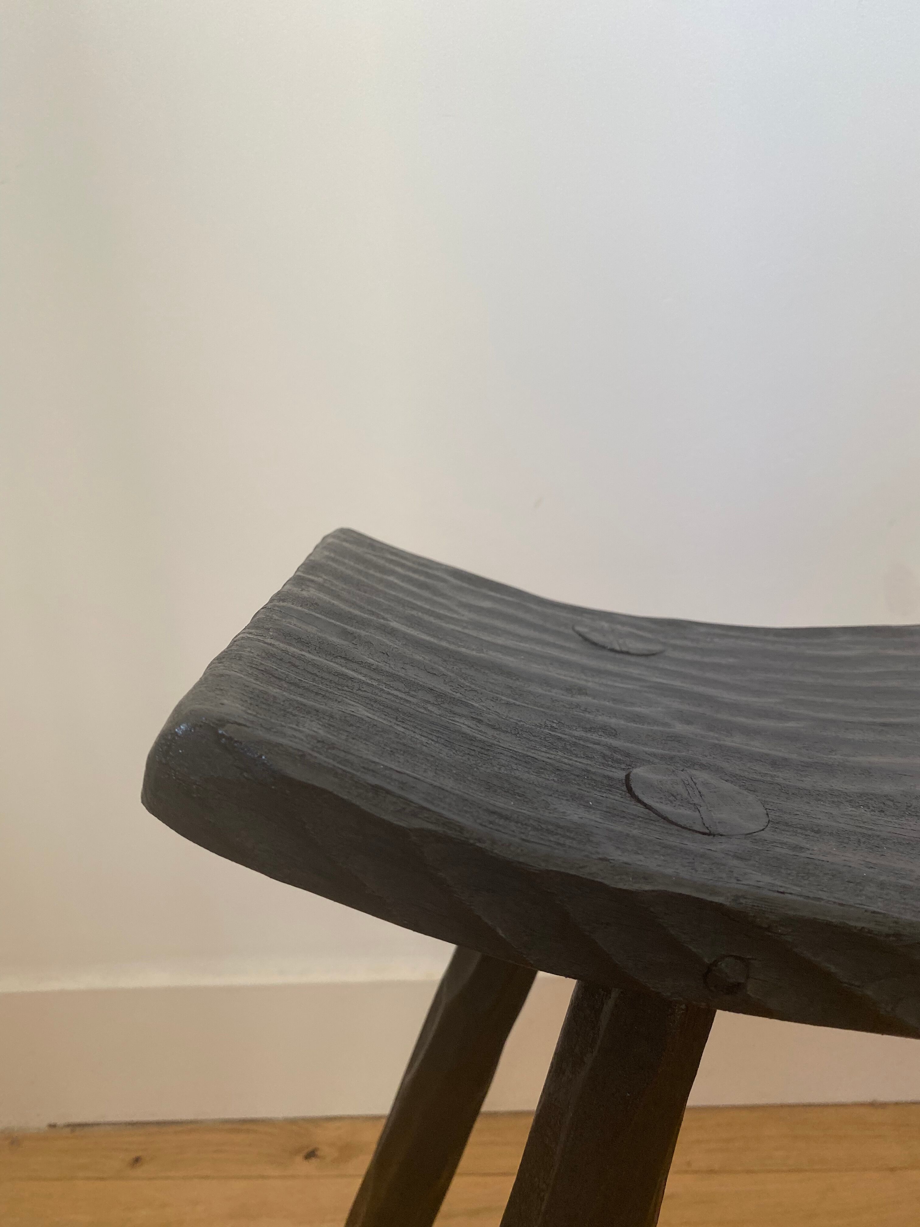 Japanese style stool burnt wood finish