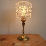 Vintage table lamp, brass foot and glass globe