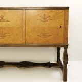 Swedish Birch Art Deco Intarsia Buffet, Carl Malmsten, Haga model 1930s