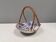 Beautiful small painted ceramic basket with woven handle