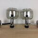 Pair of chrome sconces and smoked glass space age, 70s