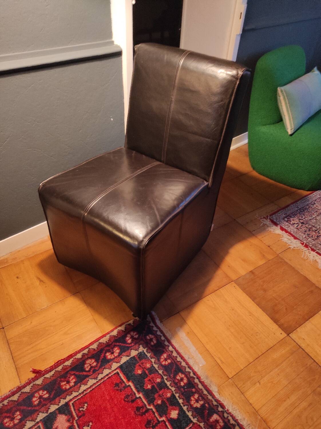 Brown leather armchair