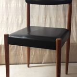 Chaise style scandinave en bois et similicuir - années 60/70