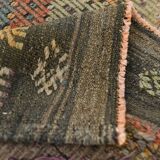 7x10 Kilim Grey Tons Living Room Wool Kilim Rug, 202x315Cm