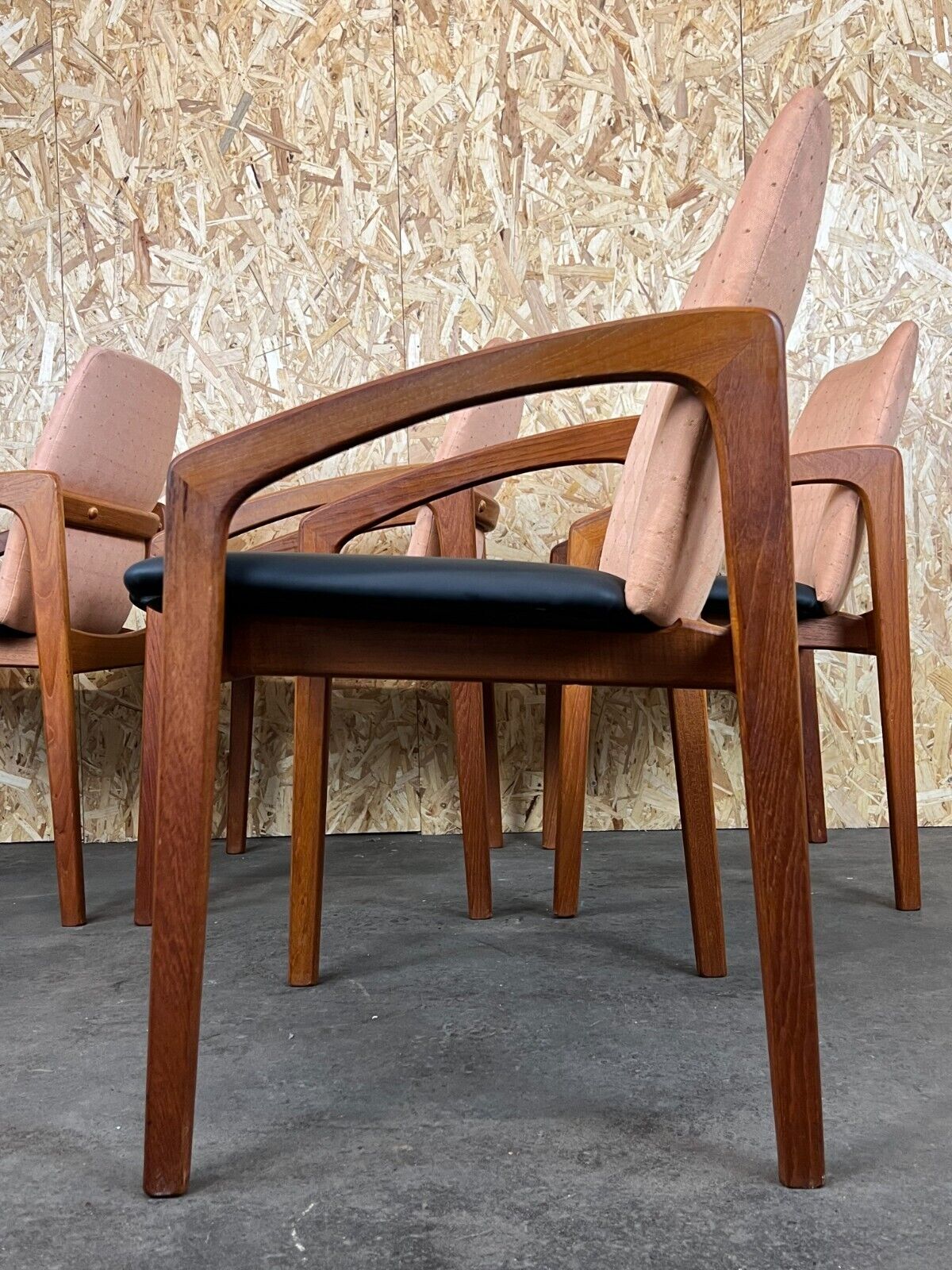 Teak dining chairs model 23 by Henning Kjaernulf for Korup Stolefabric