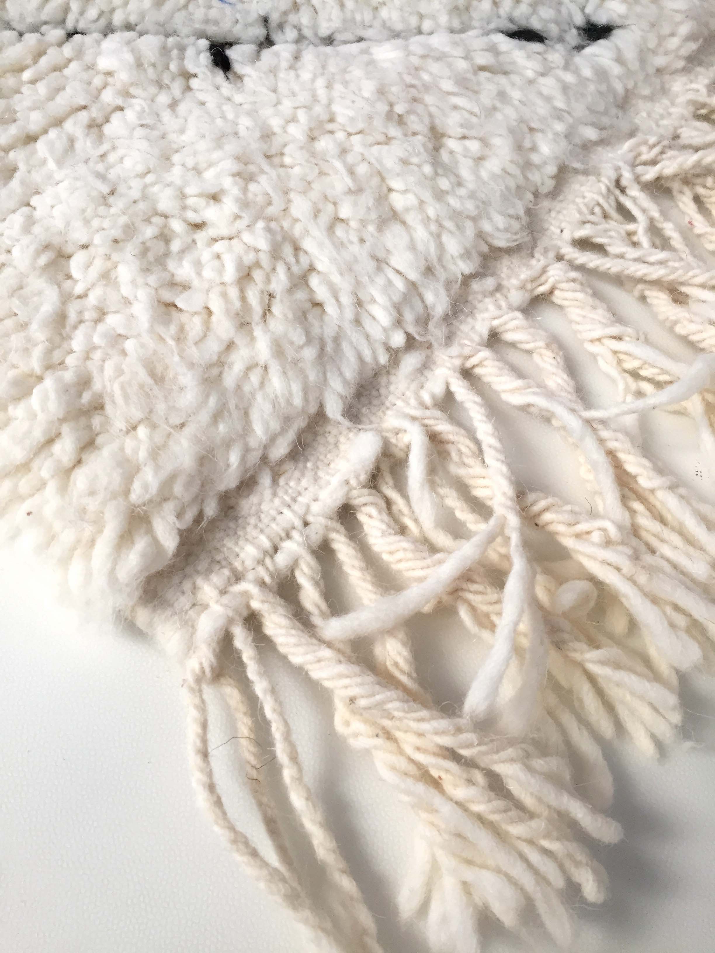 Moroccan Berber carpet blessed ouarain ecru with black diamonds engraved 148x108cm