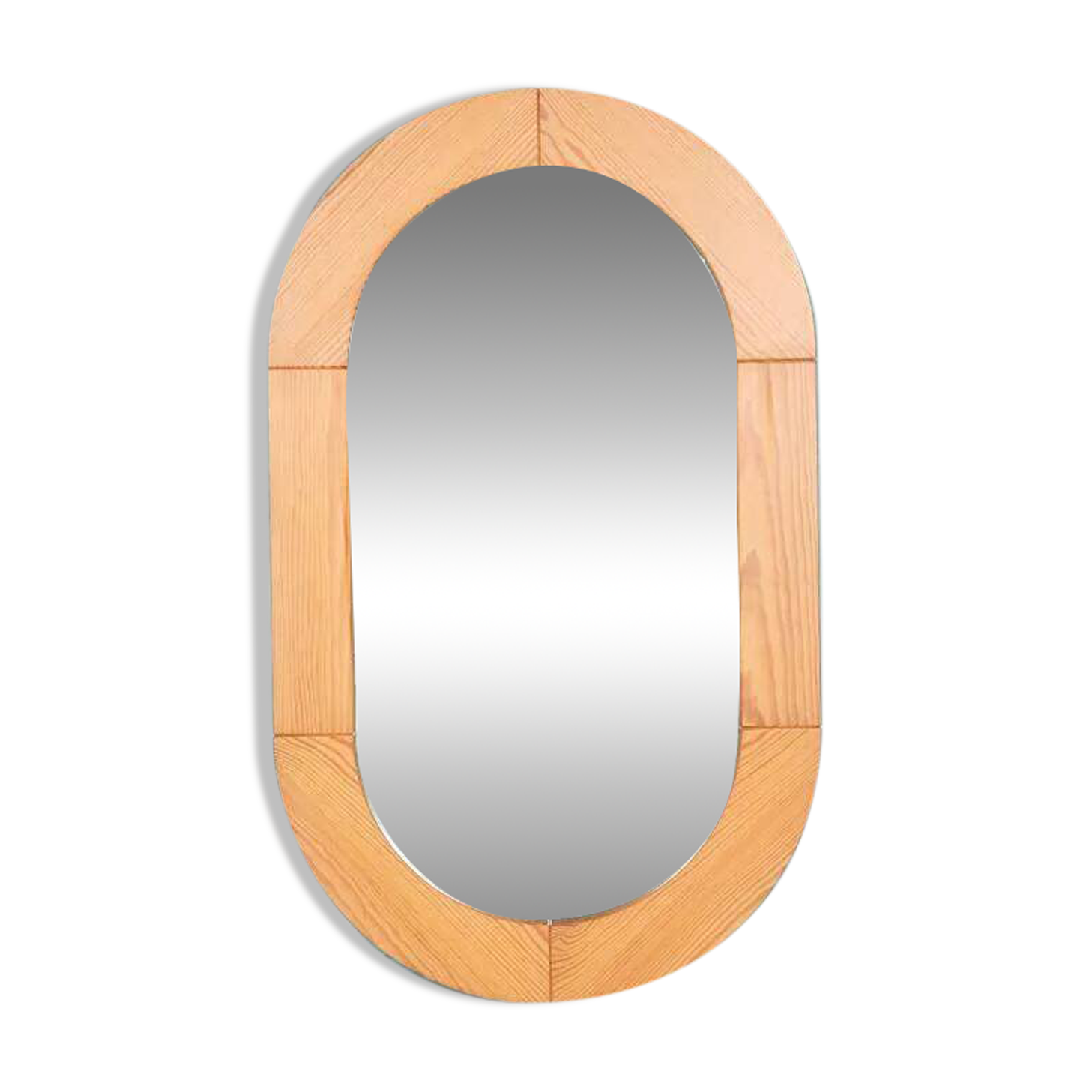 Large vintage pine mirror from the 1970s with craftsmanship.