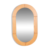 Large vintage pine mirror from the 1970s with craftsmanship.
