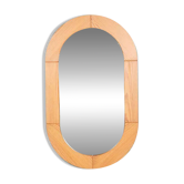 Grand miroir en pin vintage des années 1970 avec un savoir-faire.
